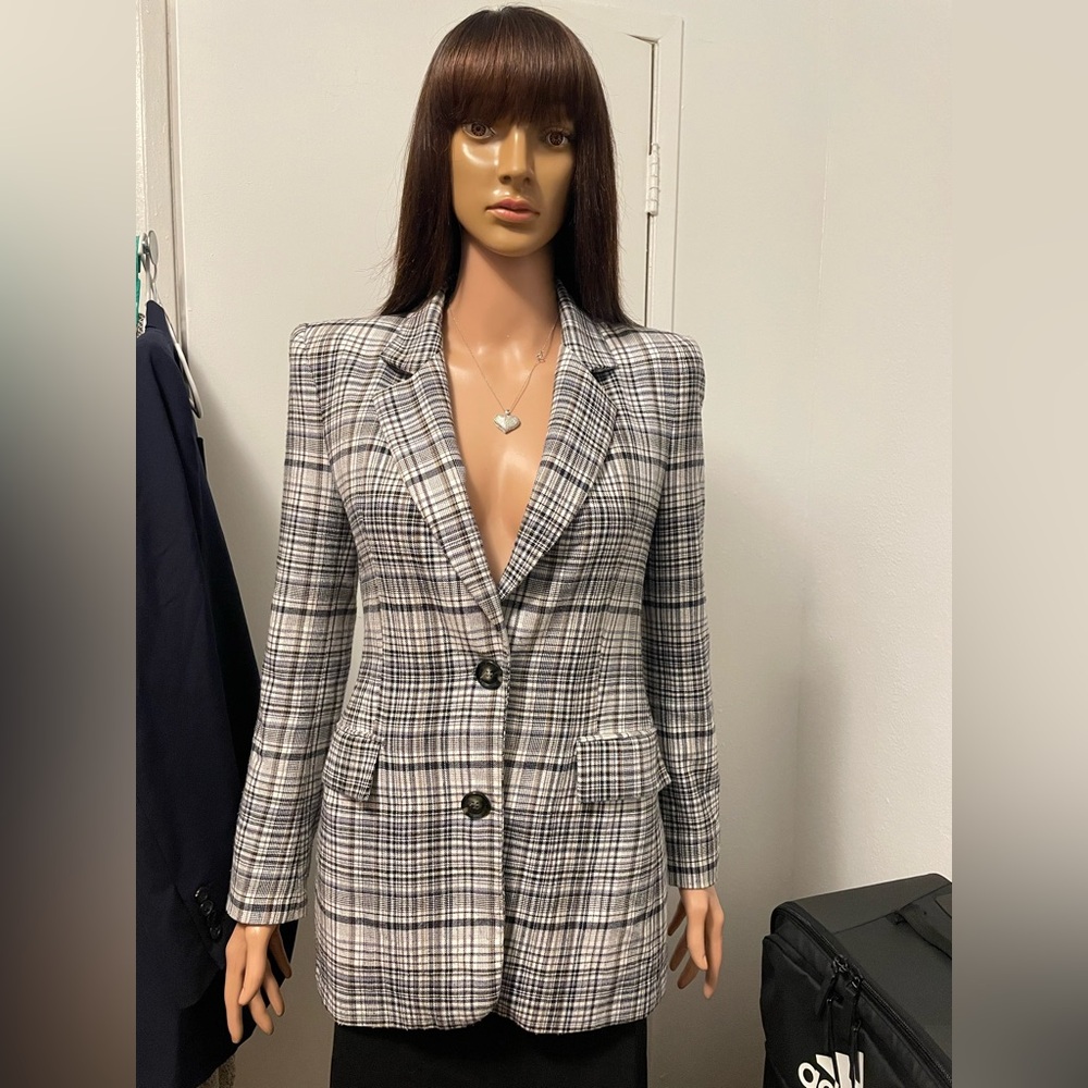 Zara Black and White Checkered Blazer